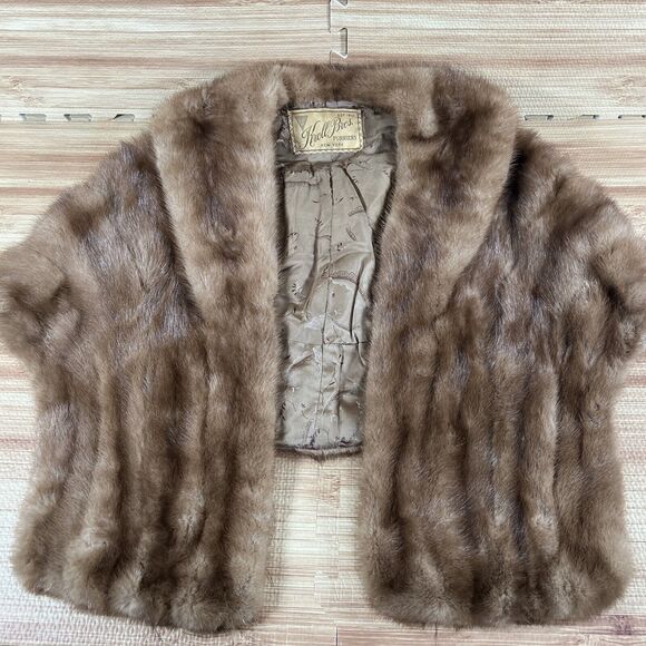 Vintage Genuine BROWN MINK FUR Cape Coat Shawl Wrap Stole ~ Evening or Casual - Picture 3 of 11